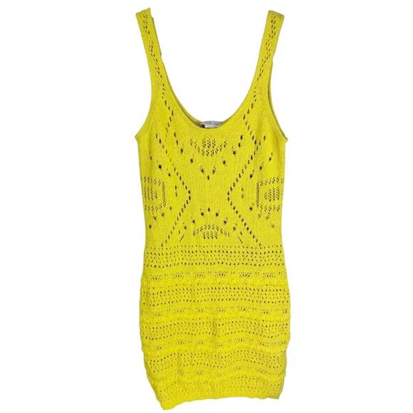 Vibrant Yellow Rachel Zoe Crochet Tank Bodycon Dress, Parties, Cocktails NWT XL - Picture 2 of 12